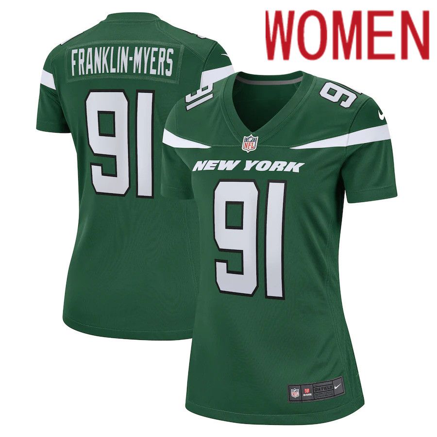 Women New York Jets #91 John Franklin-Myers Nike Gotham Green Game NFL Jersey->women nfl jersey->Women Jersey